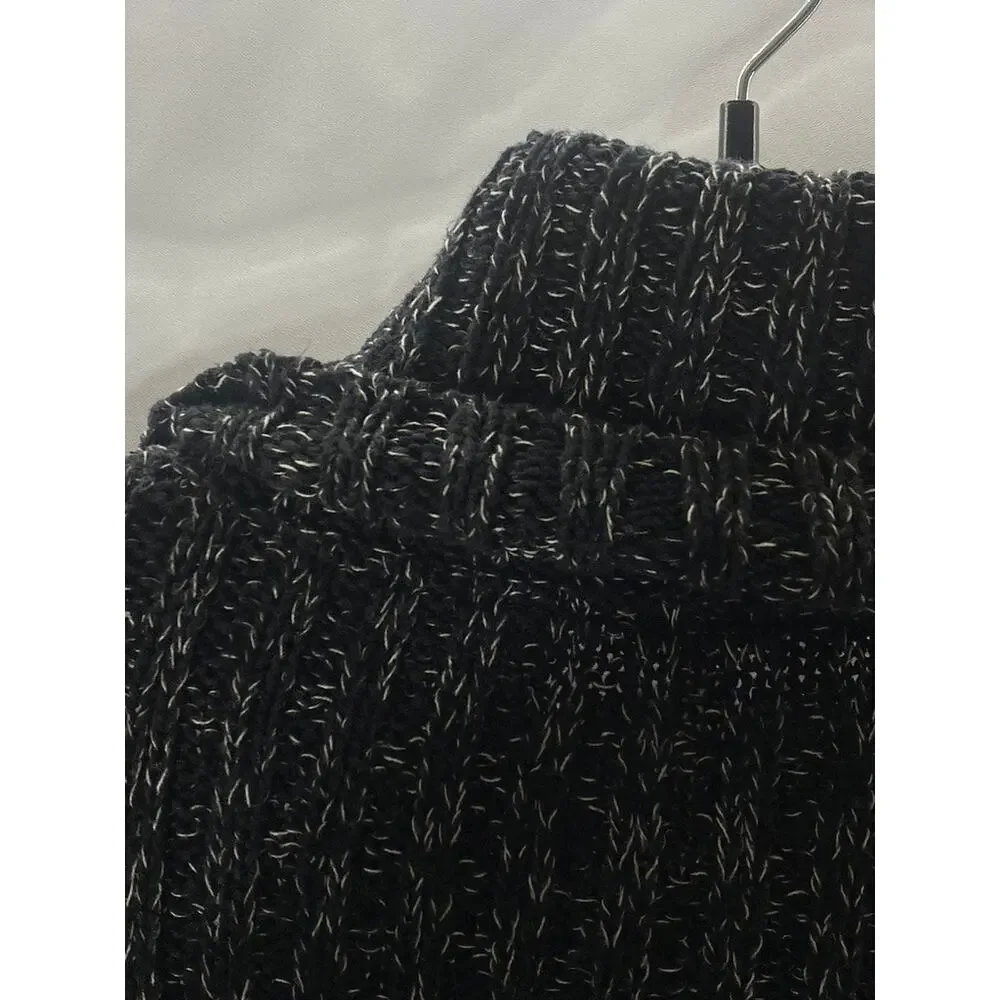 FREE PEOPLE Women's Black Twisted Cable Knit Cuffed Turtleneck Sweater SZ M - Picture 4 of 9